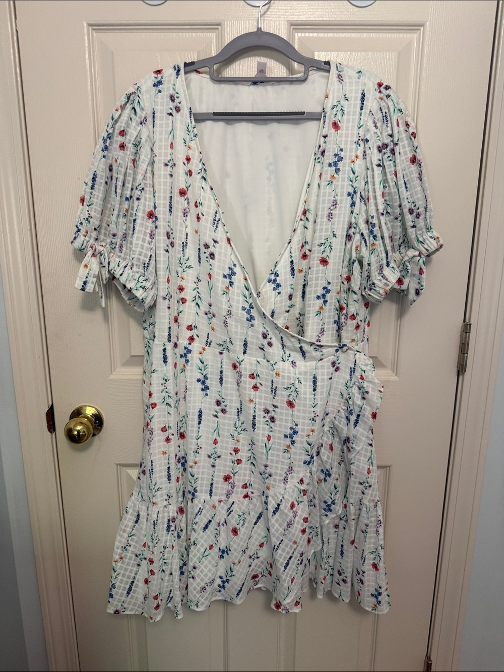LC Lauren Conrad White Floral Wrap Mini Dress